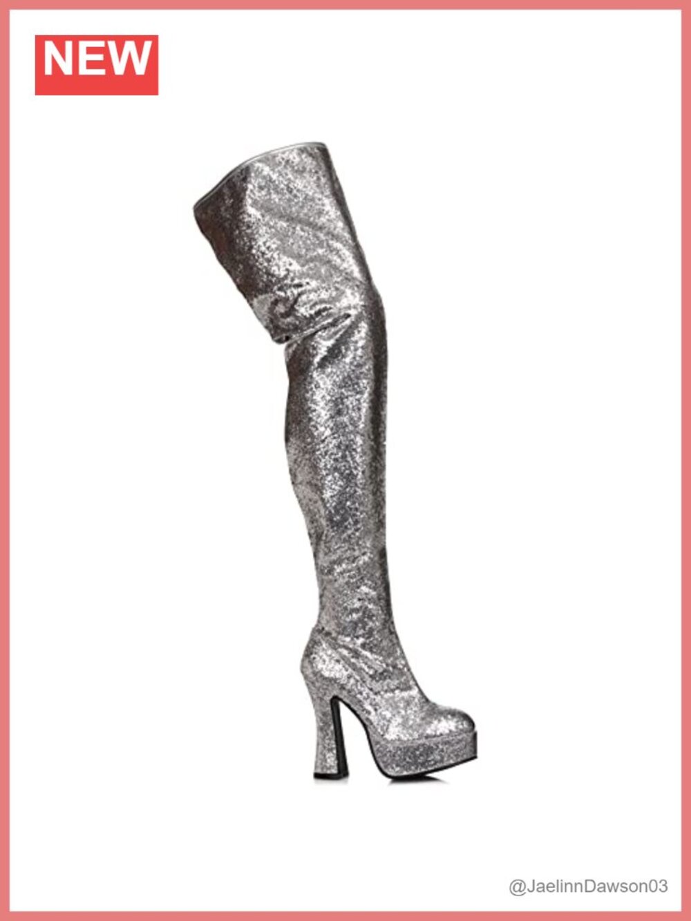 Glitter Above Knee Thigh High Block Heel Chelsea Boots